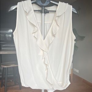 INC International Concepts Cream Ruffled Blouse